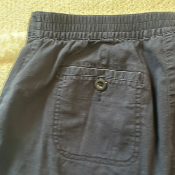 Karen Scott Bermuda shorts navy blue pockets back elastic waist cotton size 10 - Picture 8 of 10